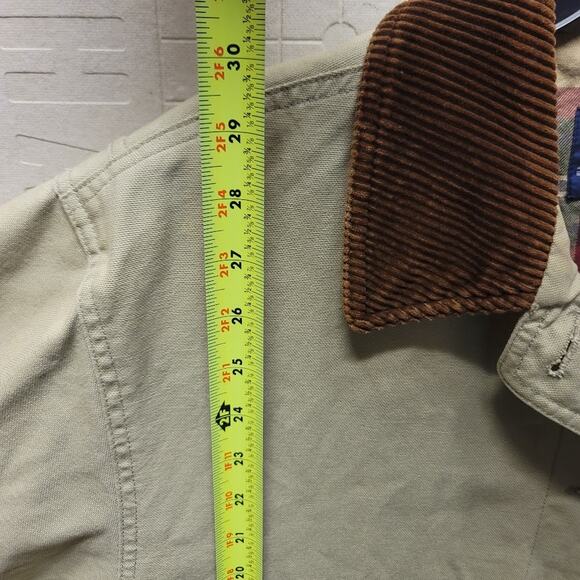 Lands End Vintage Women Large 14-16 Barn Chore Farm Coat Jacket Tan Brown Plaid - Picture 10 of 10